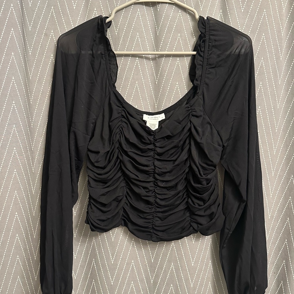 Kirious Ruched Mesh Top - Picture 2 of 4
